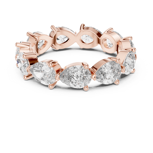 3 CT Pear Cut Lab Grown Diamond Eternity Ring in rose gold — front view by Luzora Jewels