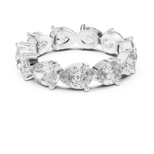 3 CT Pear Cut Lab Grown Diamond Eternity Ring in white gold — front view by Luzora Jewels