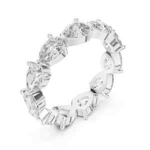 3 CT Pear Cut Lab Grown Diamond Eternity Ring in white gold — angled view by Luzora Jewels