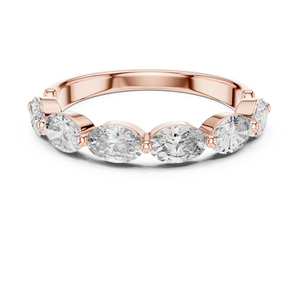 1.5 CT Oval East-West Lab Grown Diamond Wedding Band in rose gold — front view by Luzora Jewels