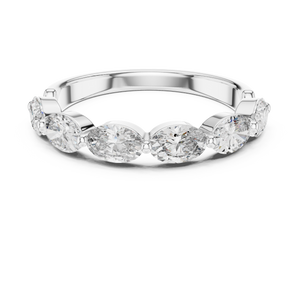 1.5 CT Oval East-West Lab Grown Diamond Wedding Band in white gold — front view by Luzora Jewels
