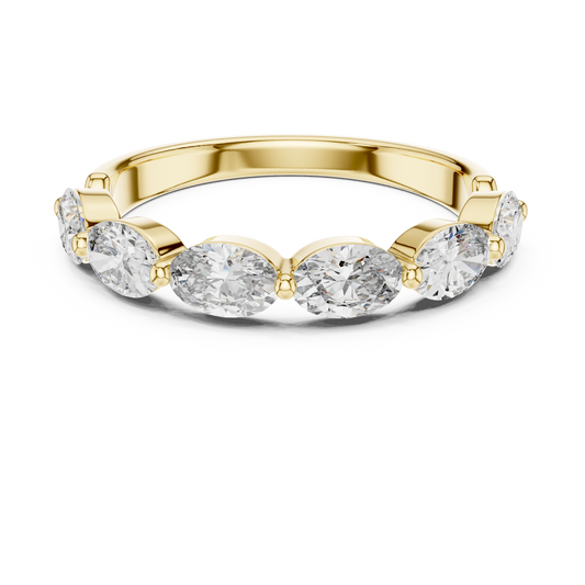 1.5 CT Oval East-West Lab Grown Diamond Wedding Band in yellow gold — front view by Luzora Jewels