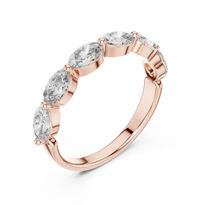 1.5 CT Oval East-West Lab Grown Diamond Wedding Band in rose gold — angled view by Luzora Jewels