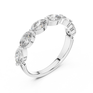 1.5 CT Oval East-West Lab Grown Diamond Wedding Band in white gold — angled view by Luzora Jewels