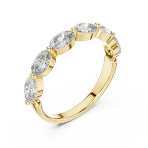 1.5 CT Oval East-West Lab Grown Diamond Wedding Band in yellow gold — angled view by Luzora Jewels