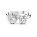 1 CT Toi et Moi Pear & Round Lab Grown Diamond Ring in white gold — front view by Luzora Jewels