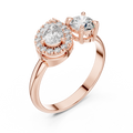 1 CT Toi et Moi Pear & Round Lab Grown Diamond Ring in rose gold — angled view by Luzora Jewels