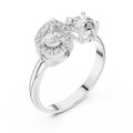 1 CT Toi et Moi Pear & Round Lab Grown Diamond Ring in white gold — angled view by Luzora Jewels