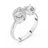 1 CT Toi et Moi Pear & Round Lab Grown Diamond Ring in white gold — angled view by Luzora Jewels