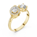 1 CT Toi et Moi Pear & Round Lab Grown Diamond Ring in yellow gold — angled view by Luzora Jewels