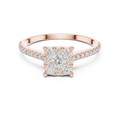 0.6 CT Cushion Cluster Lab Grown Diamond Engagement Ring in rose gold — front view by Luzora Jewels