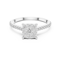 0.6 CT Cushion Cluster Lab Grown Diamond Engagement Ring in white gold — front view by Luzora Jewels