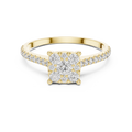 0.6 CT Cushion Cluster Lab Grown Diamond Engagement Ring in yellow gold — front view by Luzora Jewels