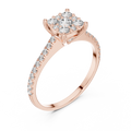 0.6 CT Cushion Cluster Lab Grown Diamond Engagement Ring in rose gold — angled view by Luzora Jewels