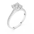 0.6 CT Cushion Cluster Lab Grown Diamond Engagement Ring in white gold — angled view by Luzora Jewels