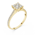 0.6 CT Cushion Cluster Lab Grown Diamond Engagement Ring in yellow gold — angled view by Luzora Jewels