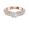0.5 CT Round Lab Grown Diamond Pave Band Engagement Ring in rose gold — front view by Luzora Jewels