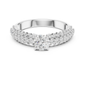 0.5 CT Round Lab Grown Diamond Pave Band Engagement Ring in white gold — front view by Luzora Jewels