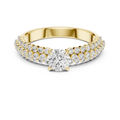 0.5 CT Round Lab Grown Diamond Pave Band Engagement Ring in yellow gold — front view by Luzora Jewels