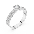 0.5 CT Round Lab Grown Diamond Pave Band Engagement Ring in white gold — angled view by Luzora Jewels