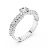 0.5 CT Round Lab Grown Diamond Pave Band Engagement Ring in white gold — angled view by Luzora Jewels