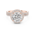 2 CT Round Halo Lab Grown Diamond Engagement Ring in rose gold — front view by Luzora Jewels