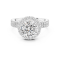2 CT Round Halo Lab Grown Diamond Engagement Ring in white gold — front view by Luzora Jewels