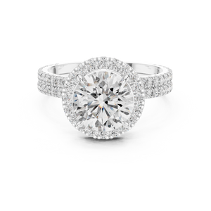 2 CT Round Halo Lab Grown Diamond Engagement Ring in white gold — front view by Luzora Jewels