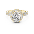 2 CT Round Halo Lab Grown Diamond Engagement Ring in yellow gold — front view by Luzora Jewels