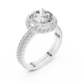 2 CT Round Halo Lab Grown Diamond Engagement Ring in white gold — angled view by Luzora Jewels