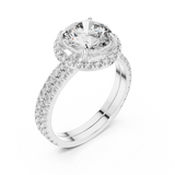 2 CT Round Halo Lab Grown Diamond Engagement Ring in white gold — angled view by Luzora Jewels