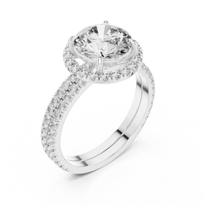 2 CT Round Halo Lab Grown Diamond Engagement Ring in white gold — angled view by Luzora Jewels