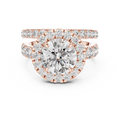 3 CT Round Halo Lab Grown Diamond Engagement Ring in rose gold — front view by Luzora Jewels
