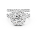 3 CT Round Halo Lab Grown Diamond Engagement Ring in white gold — front view by Luzora Jewels