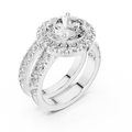 3 CT Round Halo Lab Grown Diamond Engagement Ring in white gold — angled view by Luzora Jewels