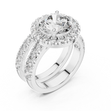 3 CT Round Halo Lab Grown Diamond Engagement Ring in white gold — angled view by Luzora Jewels