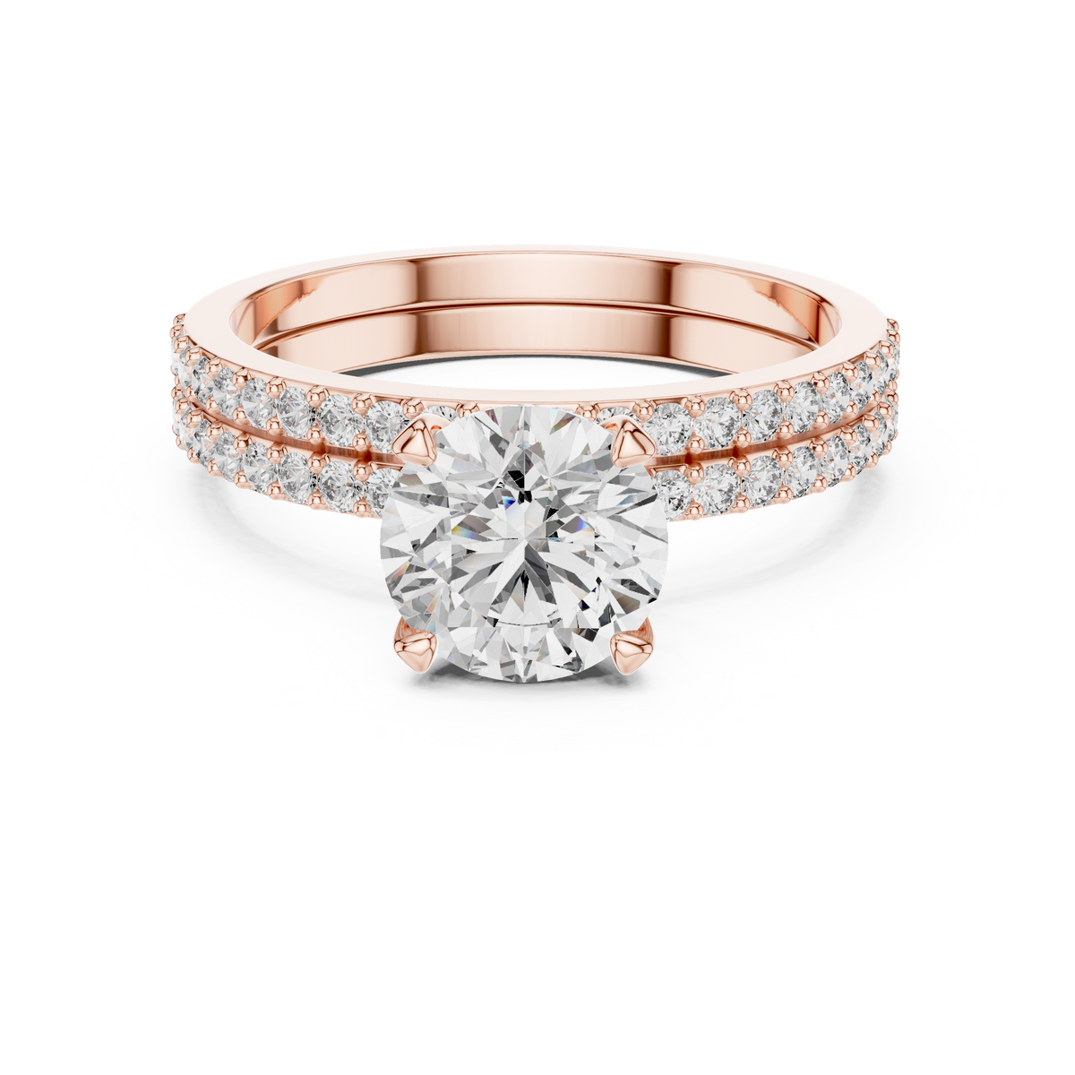 1.5 CT Round Solitaire Lab Grown Diamond Engagement Ring in rose gold — front view by Luzora Jewels