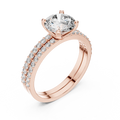 1.5 CT Round Solitaire Lab Grown Diamond Engagement Ring in rose gold — angled view by Luzora Jewels