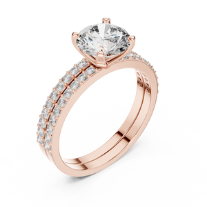 1.5 CT Round Solitaire Lab Grown Diamond Engagement Ring in rose gold — angled view by Luzora Jewels