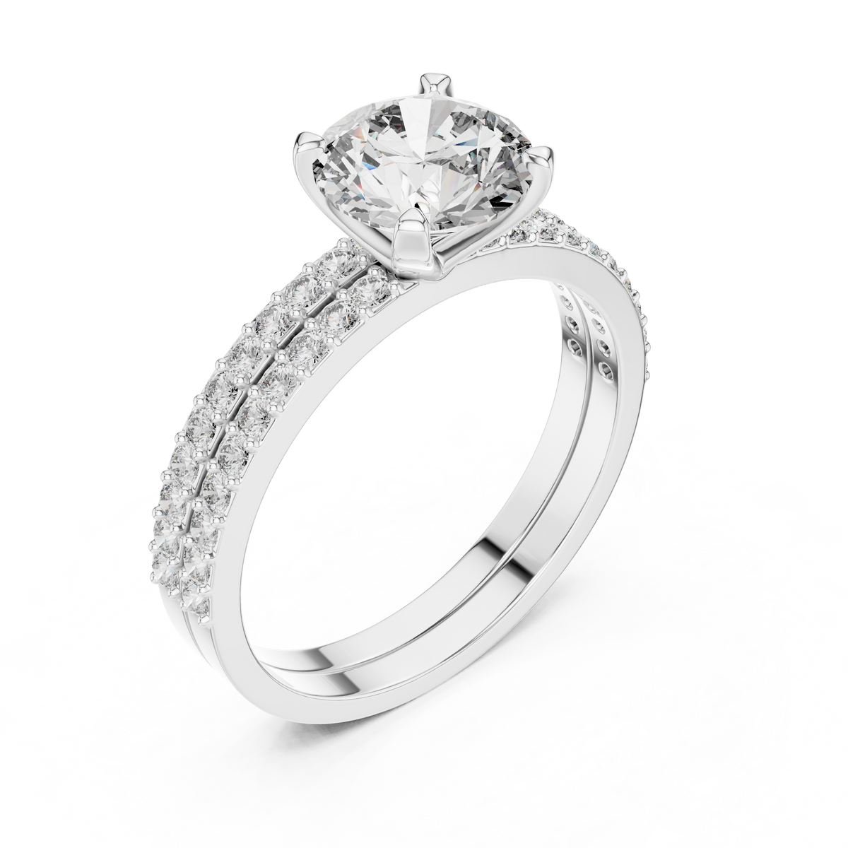 1.5 CT Round Solitaire Lab Grown Diamond Engagement Ring in white gold — angled view by Luzora Jewels