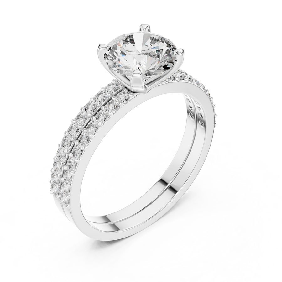 1.5 CT Round Solitaire Lab Grown Diamond Engagement Ring in white gold — angled view by Luzora Jewels