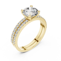 1.5 CT Round Solitaire Lab Grown Diamond Engagement Ring in yellow gold — angled view by Luzora Jewels