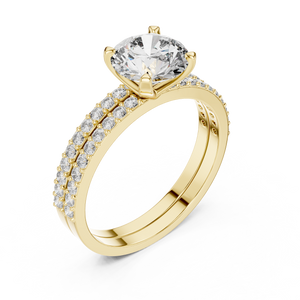 1.5 CT Round Solitaire Lab Grown Diamond Engagement Ring in yellow gold — angled view by Luzora Jewels