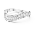 0.9 CT Baguette Wave Lab Grown Diamond Wedding Band in white gold — front view by Luzora Jewels