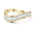 0.9 CT Baguette Wave Lab Grown Diamond Wedding Band in yellow gold — front view by Luzora Jewels