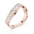 0.9 CT Baguette Wave Lab Grown Diamond Wedding Band in rose gold — angled view by Luzora Jewels