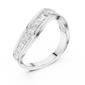 0.9 CT Baguette Wave Lab Grown Diamond Wedding Band in white gold — angled view by Luzora Jewels