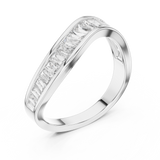 0.9 CT Baguette Wave Lab Grown Diamond Wedding Band in white gold — angled view by Luzora Jewels