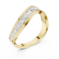 0.9 CT Baguette Wave Lab Grown Diamond Wedding Band in yellow gold — angled view by Luzora Jewels