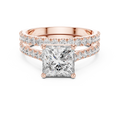 1.5 CT Princess Cut Lab Grown Diamond Split Shank Engagement Ring in rose gold — front view by Luzora Jewels